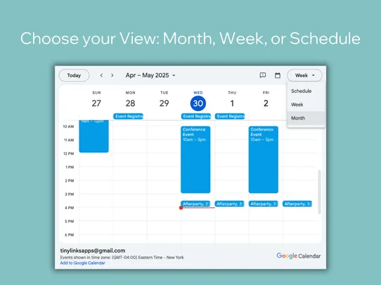 Events with Google Calendar screenshot