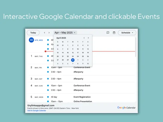 Events with Google Calendar screenshot