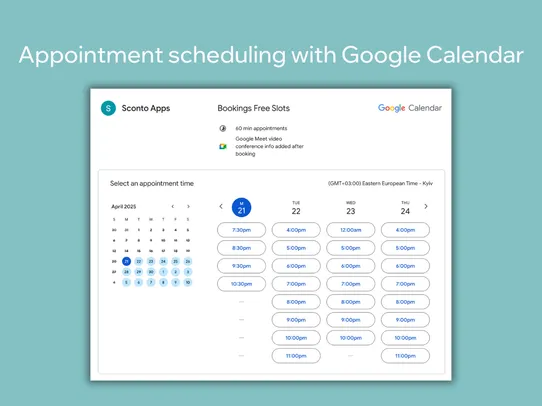 Google Calendar Bookings screenshot