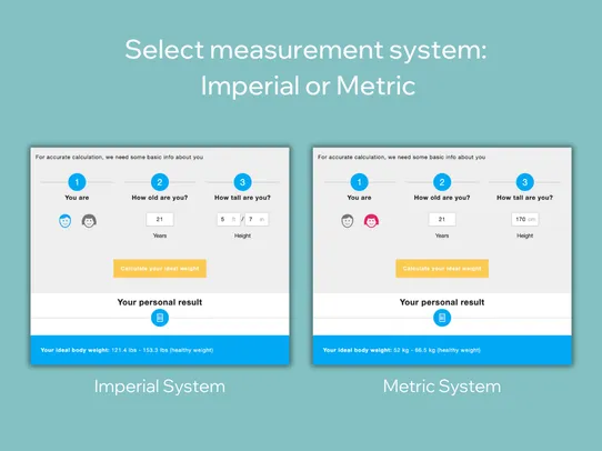 BMI &amp; Body Weight Calculators screenshot