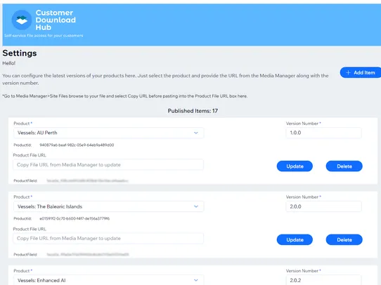 Customer Download Hub screenshot