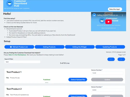 Customer Download Hub screenshot