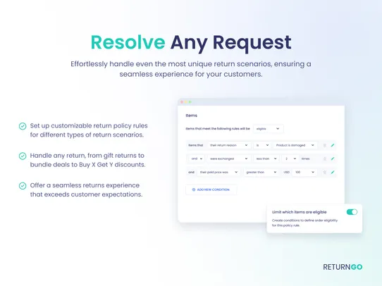ReturnGO Returns &amp; Exchanges screenshot