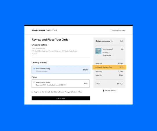 Colorado Retail Delivery Fee screenshot