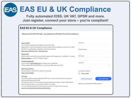 EAS EU &amp; UK Compliance screenshot
