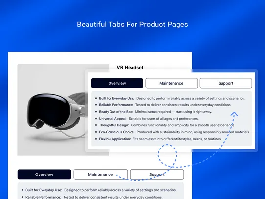 Product Tabs screenshot