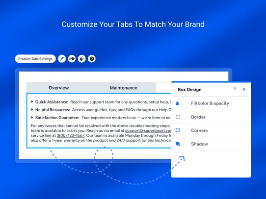 Product Tabs screenshot
