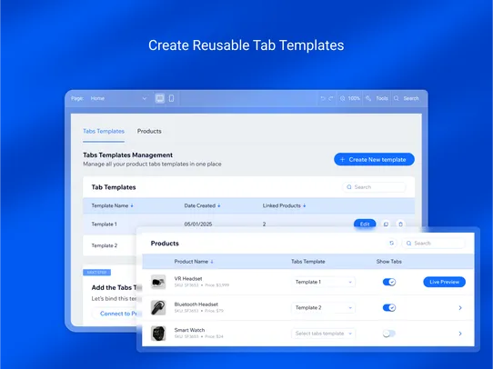 Product Tabs screenshot