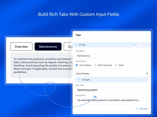 Product Tabs screenshot