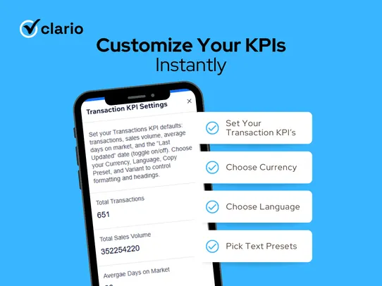 Real Estate Transactions KPI screenshot