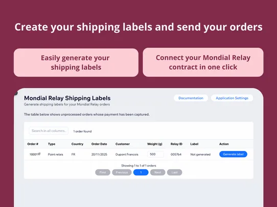 Mondial Relay Shipping Labels screenshot