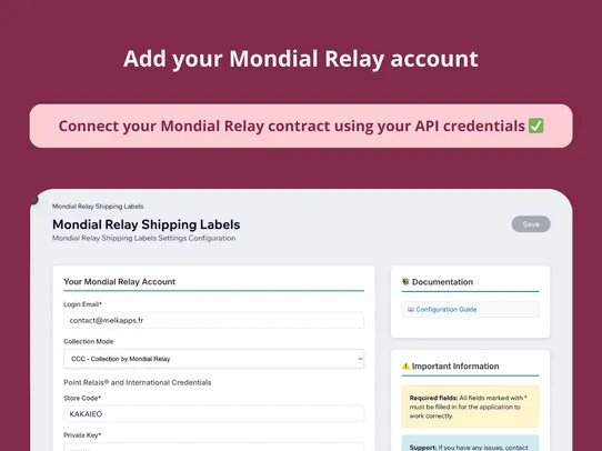 Mondial Relay Shipping Labels screenshot