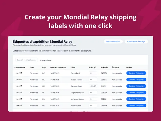 Mondial Relay Shipping Labels screenshot
