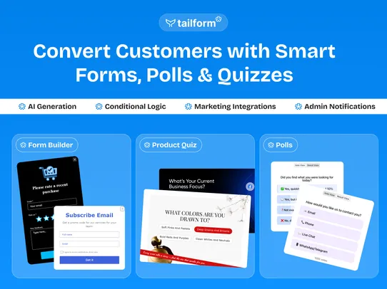 Form Builder + Product Quiz screenshot