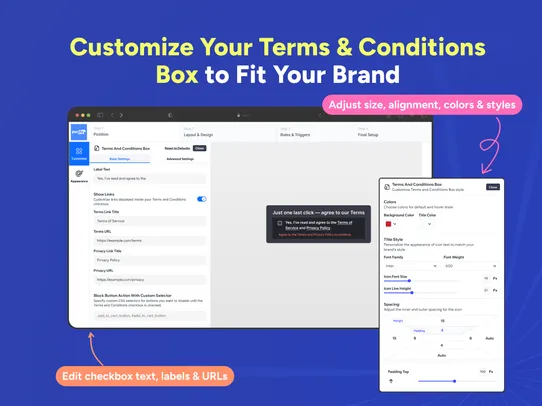 Terms and Conditions Box screenshot