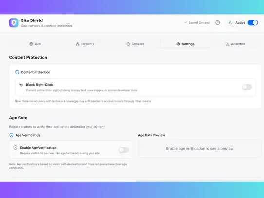 Site Shield screenshot