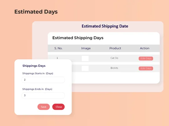 Estimated Shipping Date screenshot