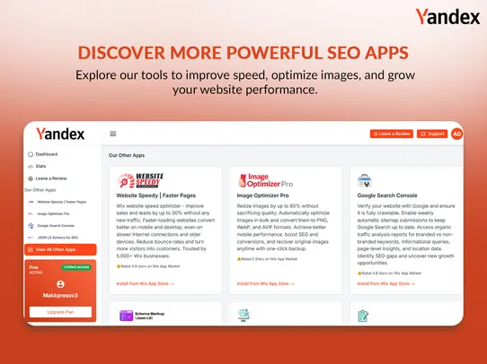 Yandex Webmaster screenshot