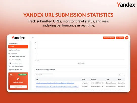 Yandex Webmaster screenshot