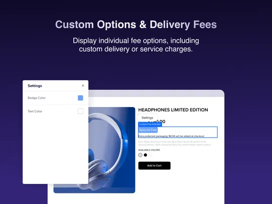 Custom Additional Fees Upsell screenshot