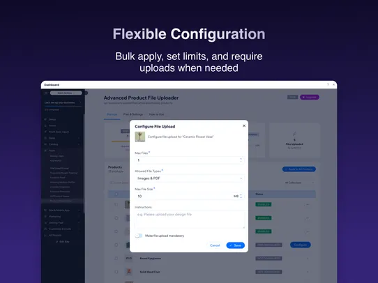 Product File Upload screenshot