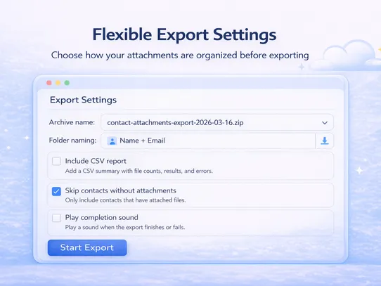 Contact Attachments Export screenshot