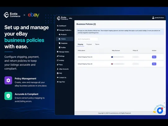 EcstaCommerce eBay Integration screenshot
