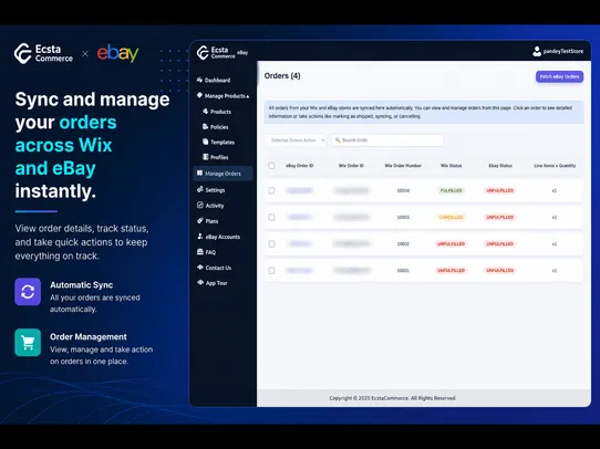EcstaCommerce eBay Integration screenshot