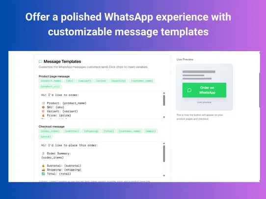 Whatsapp Checkout screenshot