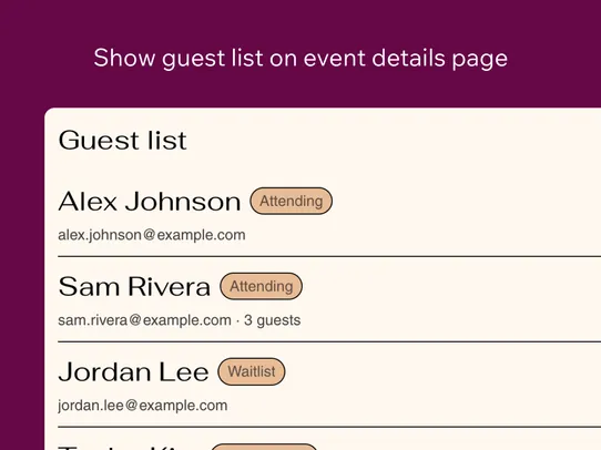 Guest List for Events screenshot