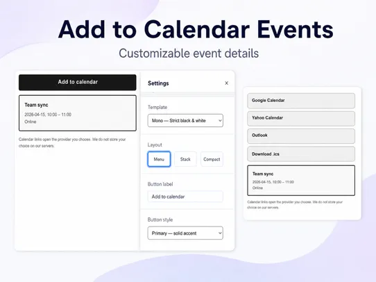 Add To Calendar Events screenshot