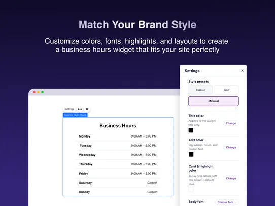 Business Open Hours screenshot