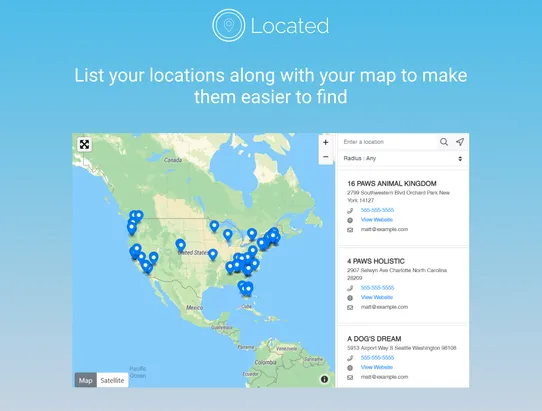 Located Store Locator Map screenshot