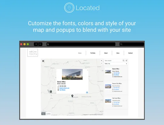 Located Store Locator Map screenshot