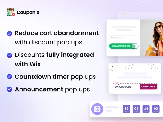 Coupon X Discount Code Pop Ups screenshot