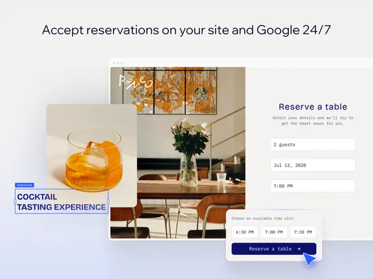 Wix Table Reservations screenshot