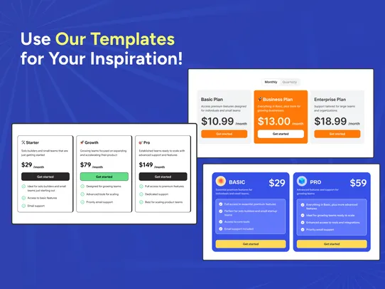Pricing Table screenshot