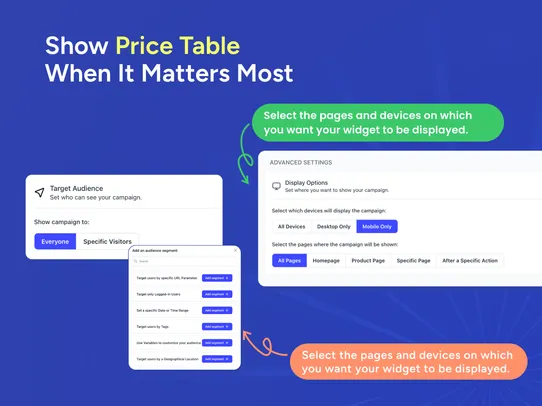 Pricing Table screenshot
