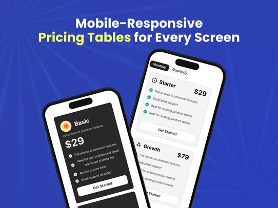 Pricing Table screenshot