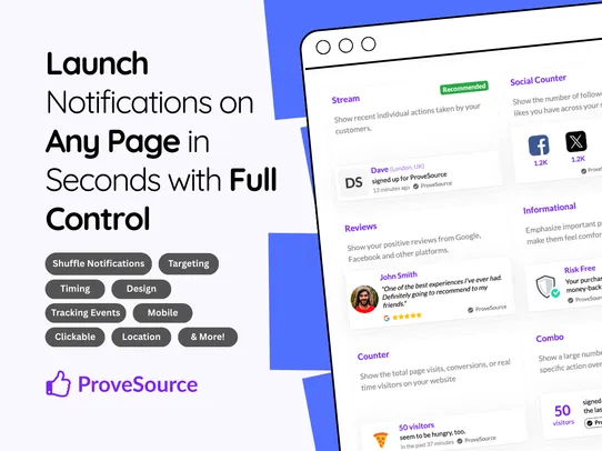 ProveSource Sales Popups screenshot