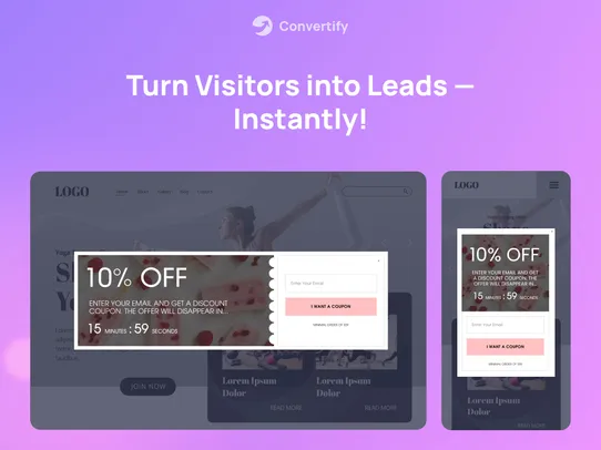 One Click Conversion &amp; Popups screenshot