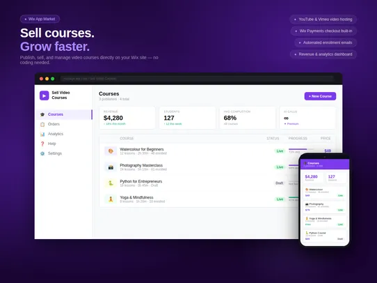 Sell Video Courses screenshot