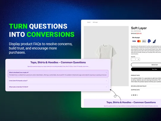Add FAQs in Product screenshot