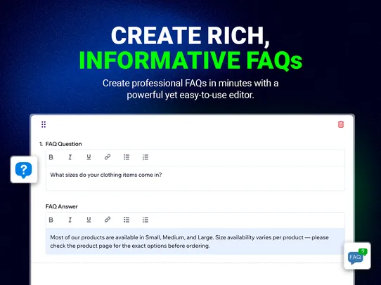 Add FAQs in Product screenshot