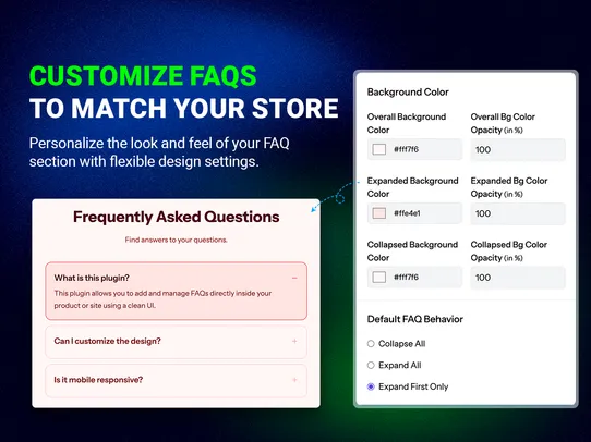 Add FAQs in Product screenshot