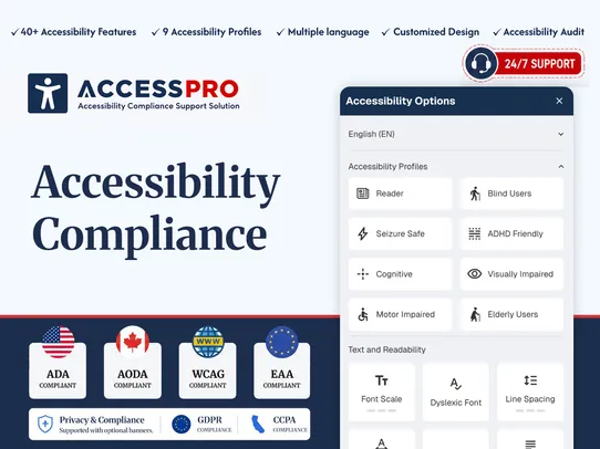 ADA Accessibility, WCAG &amp; GDPR screenshot