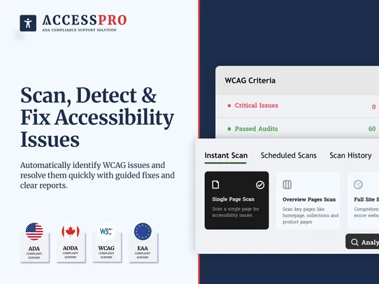ADA Accessibility, WCAG &amp; GDPR screenshot