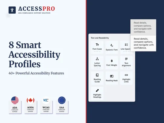 ADA Accessibility, WCAG &amp; GDPR screenshot
