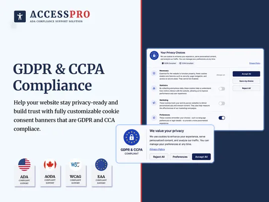 ADA Accessibility, WCAG &amp; GDPR screenshot