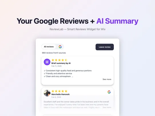 Google Reviews with AI Summary screenshot